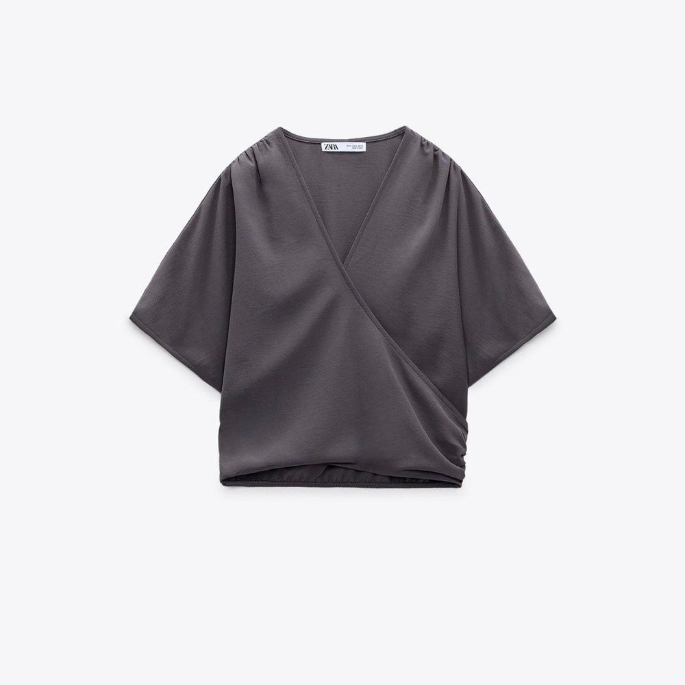 ZARA Gray Wrap Top & Wrap Bottom set